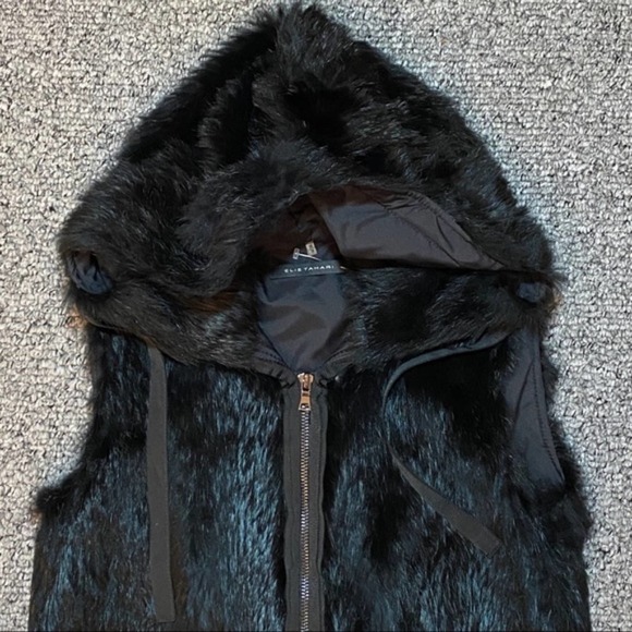Neiman Marcus FUR Hooded Jacket Coat NEW! $885 Rabbit Vest Elie Tahari Hood xs - Picture 6 of 9